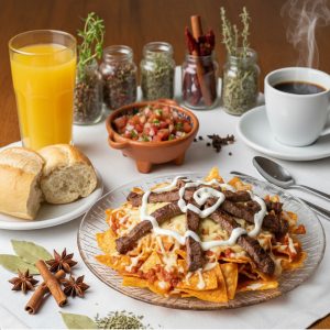 Chilaquiles Rojos con Bistec