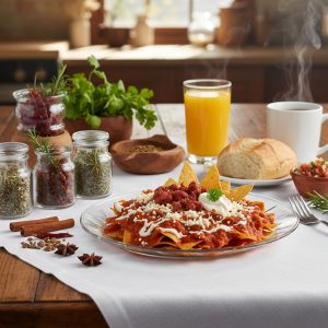 Chilaquiles Rojos con Chorizo